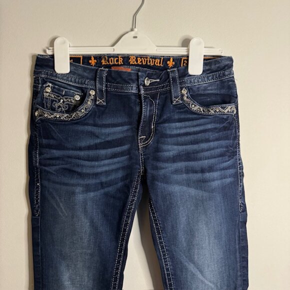 Rock Revival Women's Jazlyn Boot Cut Jeans Embroidered Rhinestones Size 29 - Picture 5 of 7
